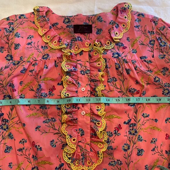 J.Crew Liberty Print Pink Floral Ruffled Blouse Large - Picture 4 of 4